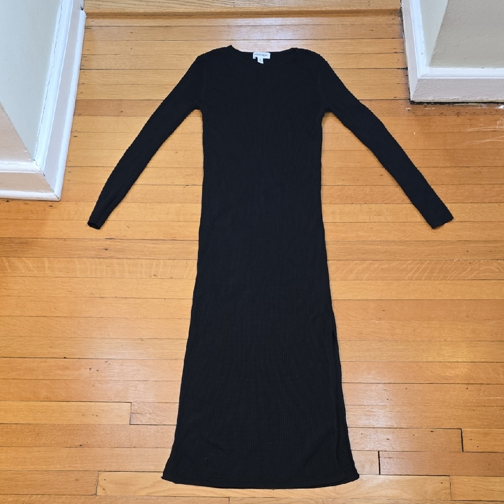 Nordstrom, Long Black Waffle Weave Cover-Up Dress, Black, EUC, Women's XS